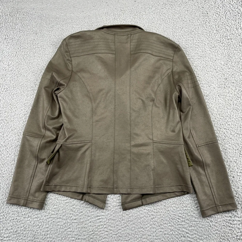 Clara Sunwoo Moto Jacket Womens Small Brown Asymmetrical Zip Faux Leather Coat